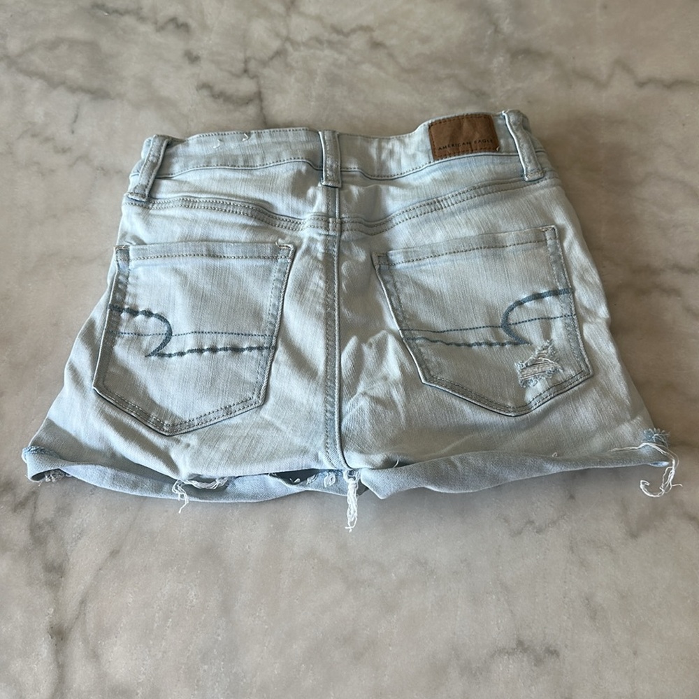 American Eagle Next Level Stretch Hi Rise Shortie Denim Shorts - Picture 11 of 12